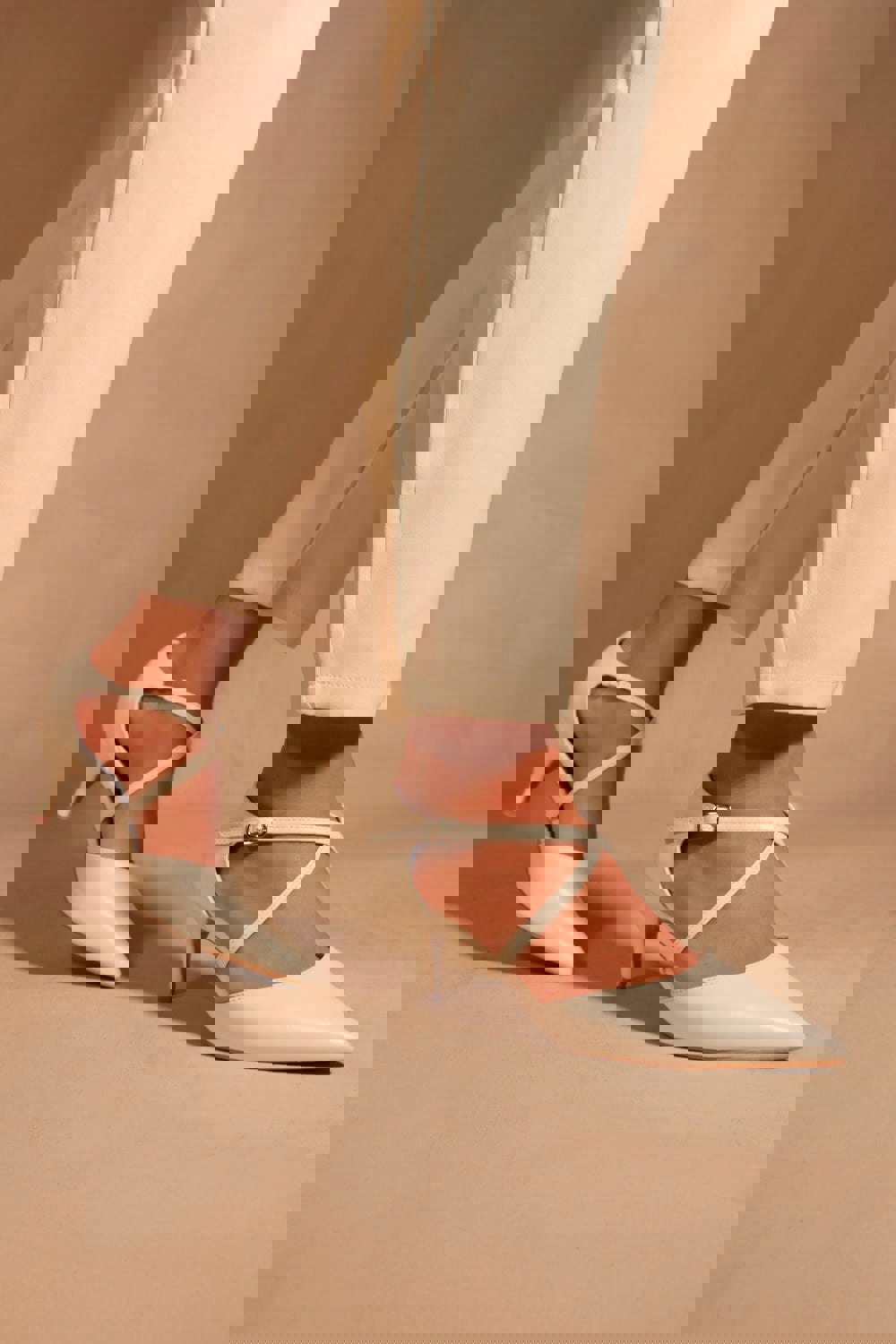 Where's That From Kennedi Low Kitten Heel With Crossover Strap in White Faux Leather