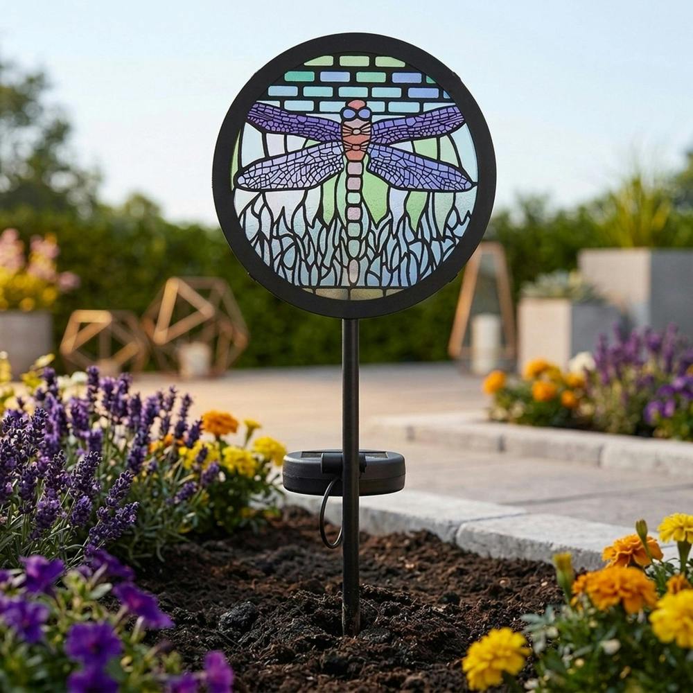 Garden Greatness Tiffany Dragonfly Solar Garden Stake Light
