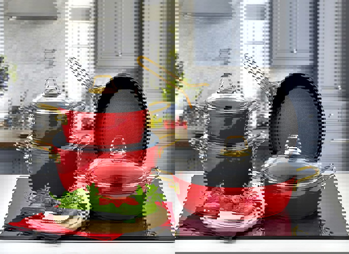 Rozi Grande Collection 7-Piece Non-Stick Granite Cookware Set