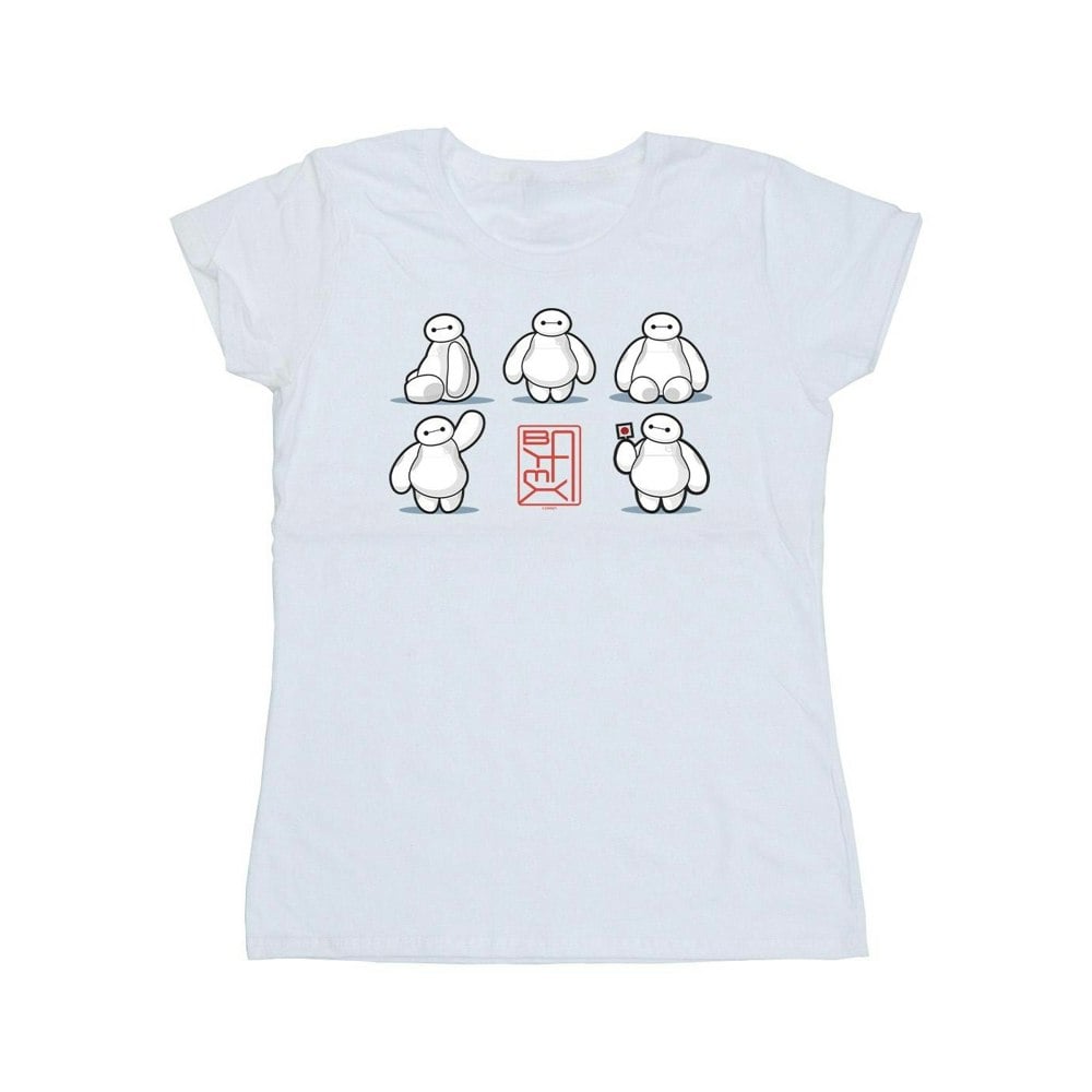 Disney Womens/Ladies Big Hero 6 Baymax Many Poses Cotton T-Shirt - White
