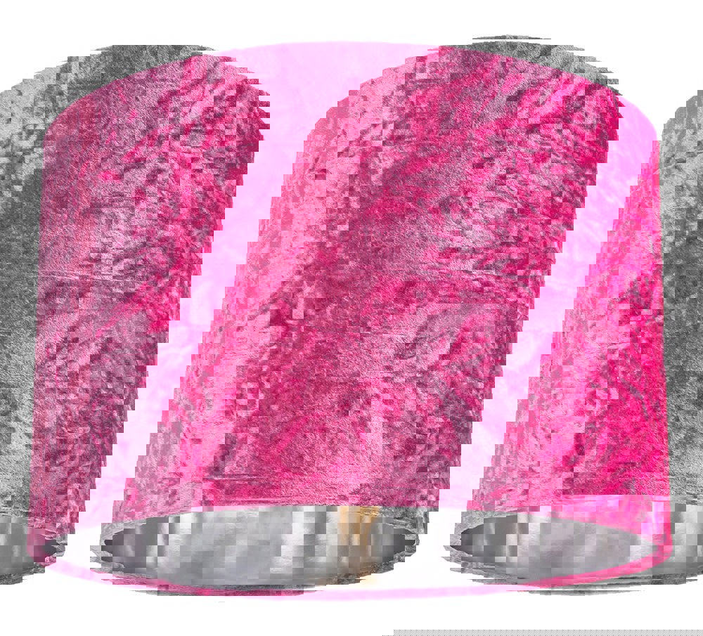 Modern Pink Crushed Velvet 12" Table/Pendant Lamp Shade with Shiny Silver Inner Image 1