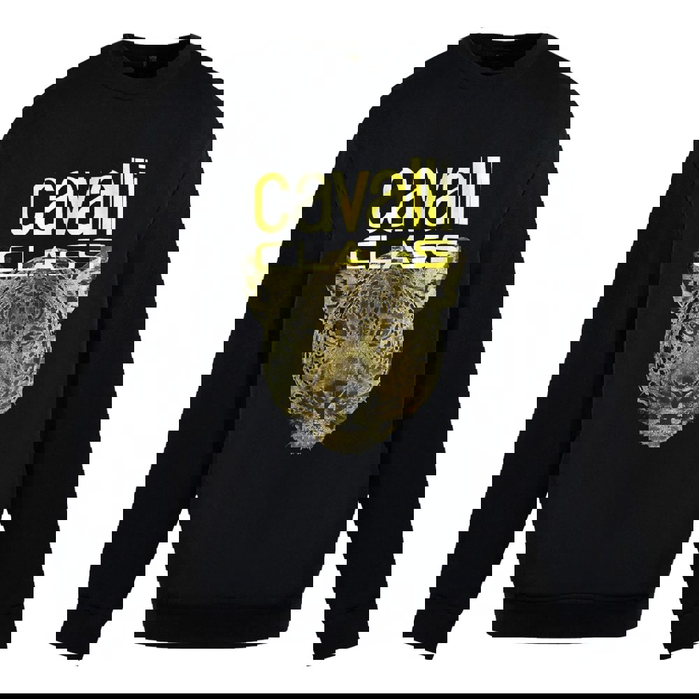 Roberto Cavalli Cavalli Class Leopard Print Logo Jumper - Black