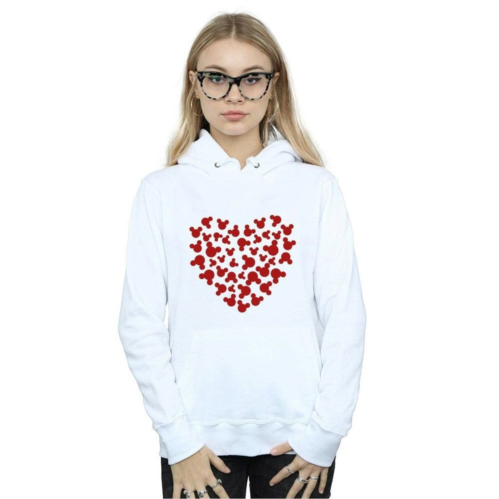 Disney Women's Mickey Mouse Heart Silhouette Hoodie - White