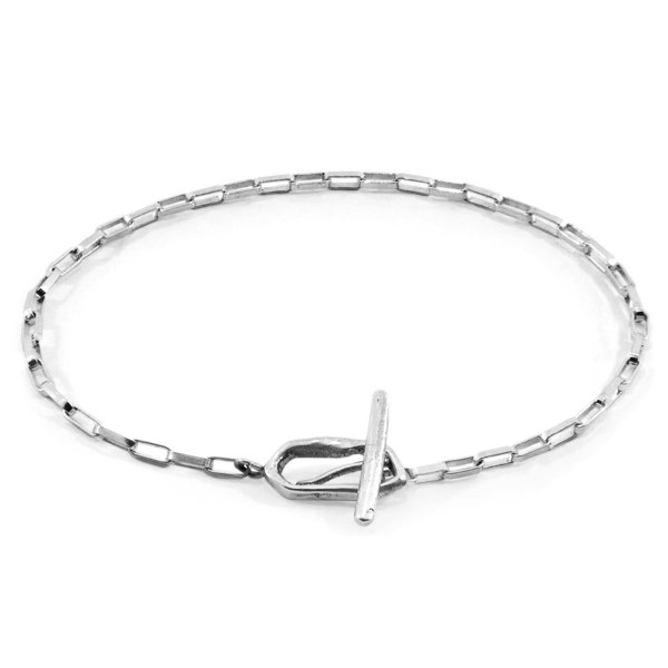 Anchor & Crew Alex Twist Silver Chain T-Bar Bracelet