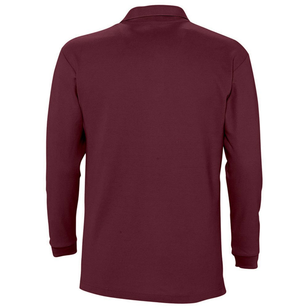 SOLS Mens Winter II Long Sleeve Pique Cotton Polo Shirt - Burgundy