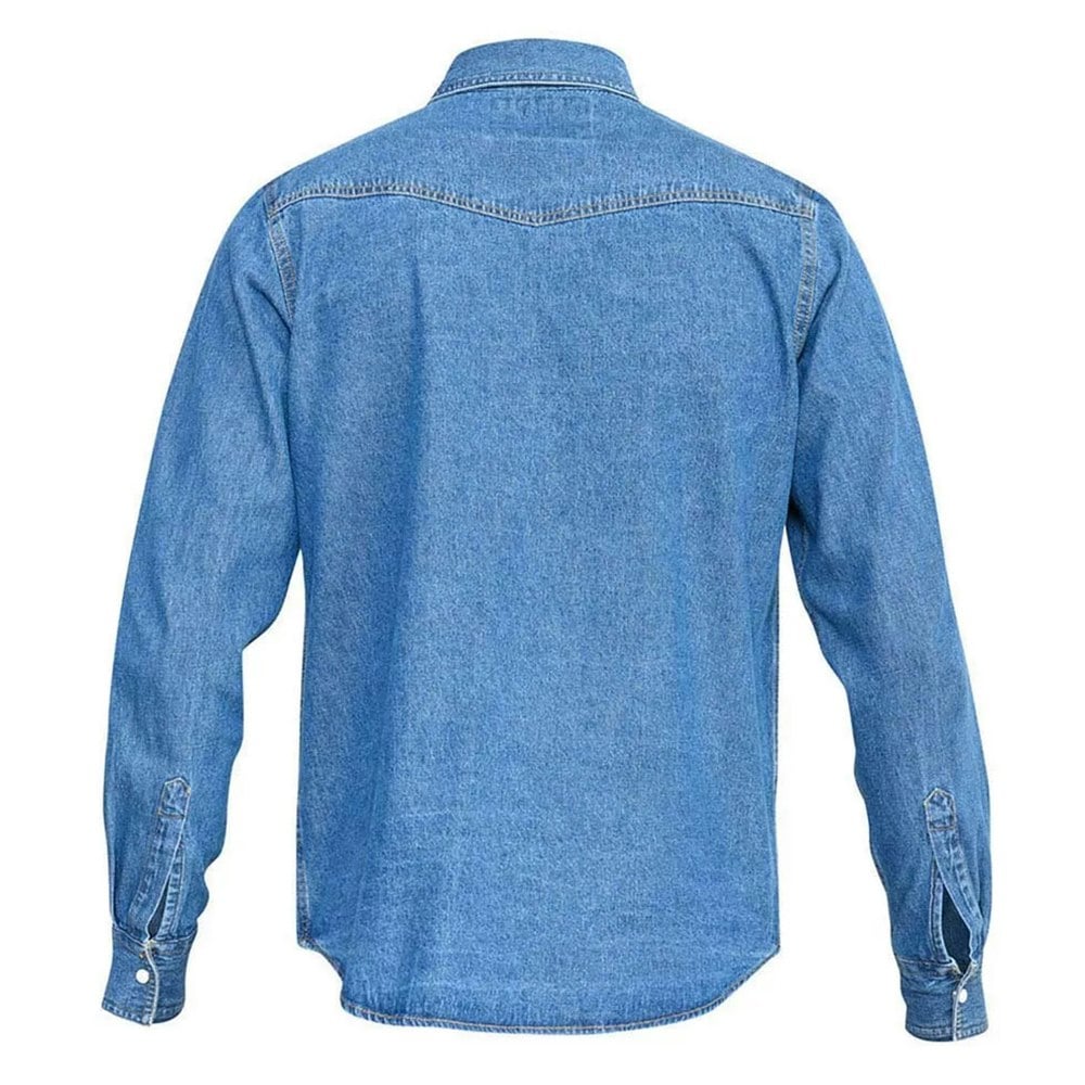 Duke Mens D555 Western Denim Shirt - Stonewash