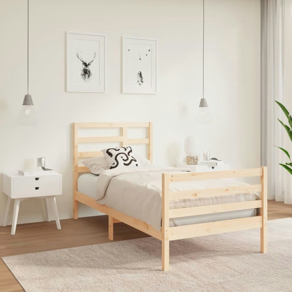 Berkfield Bed Frame Solid Wood 90X190 cm Single