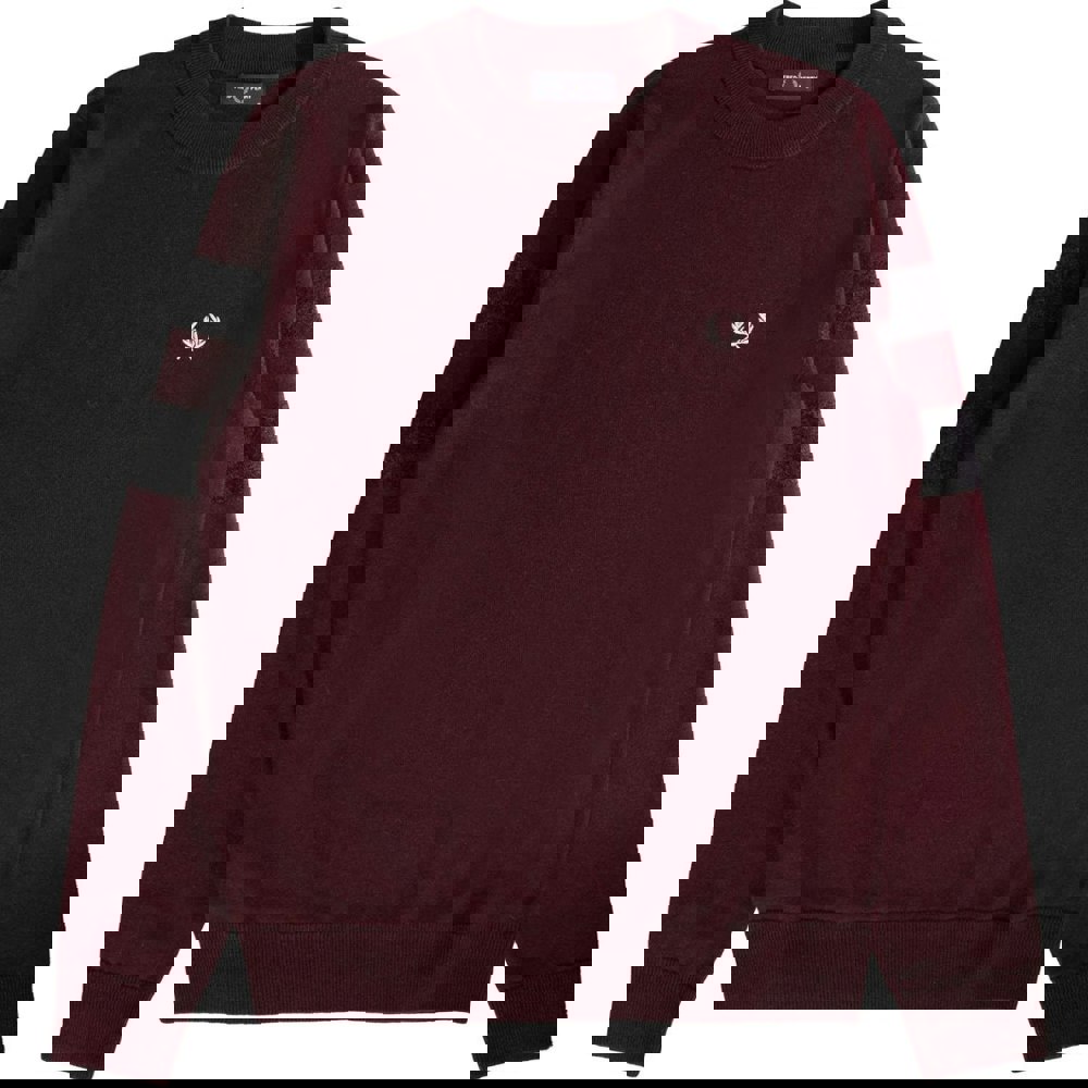 Fred Perry Tipped Sleeve Oxblood Red Crewneck Jumper S
