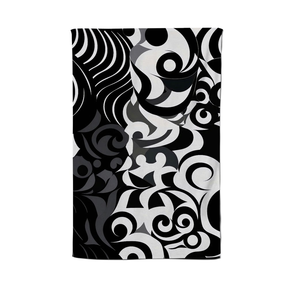 Warren Reed Black Grey Abstract Tea Towel