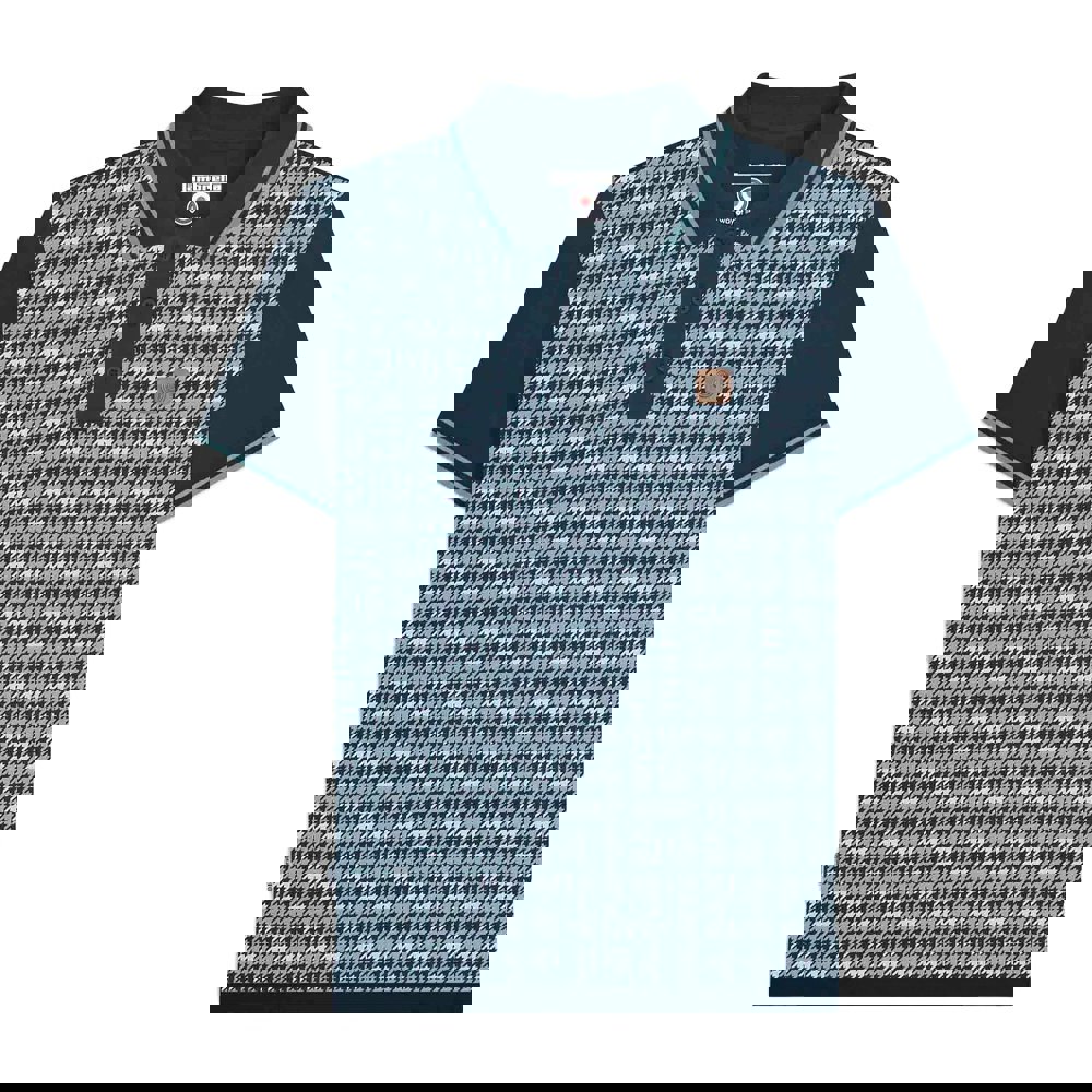 Lambretta Mens SS24 Houndstooth Polo Shirt - Navy