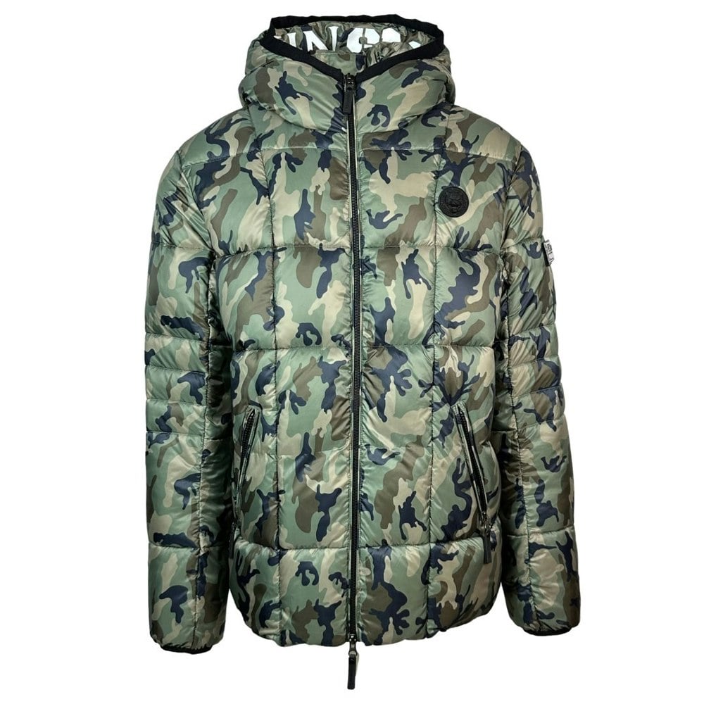 Plein Sport Small Circle Logo Quilted Jacket - Camo Green