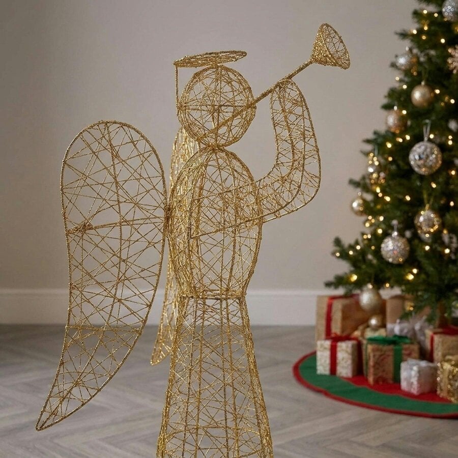 Garden Greatness Lit Golden Elegance Twist Angel