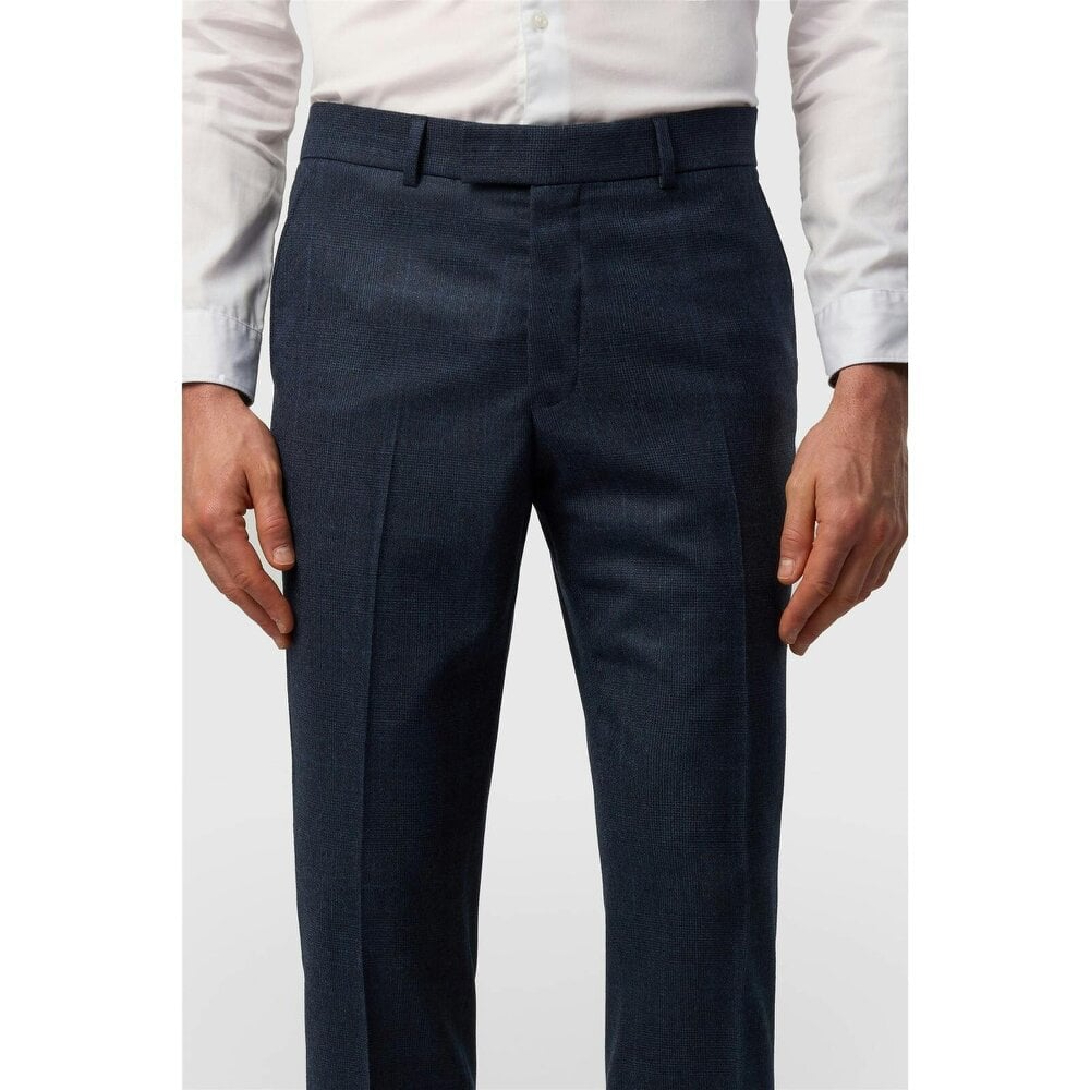 Ted Baker Tailored Fit Navy Prince of Wales Check Trousers