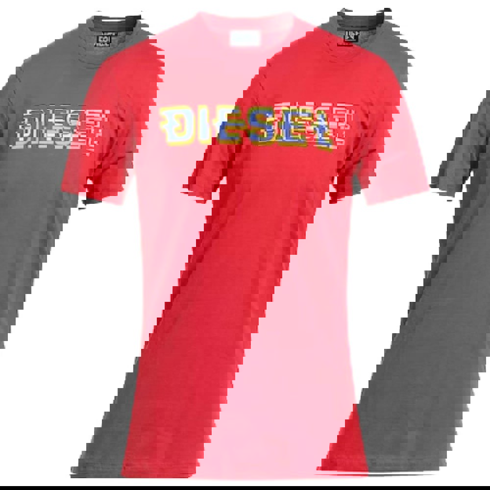 Diesel Pixel Logo Red T-Shirt S