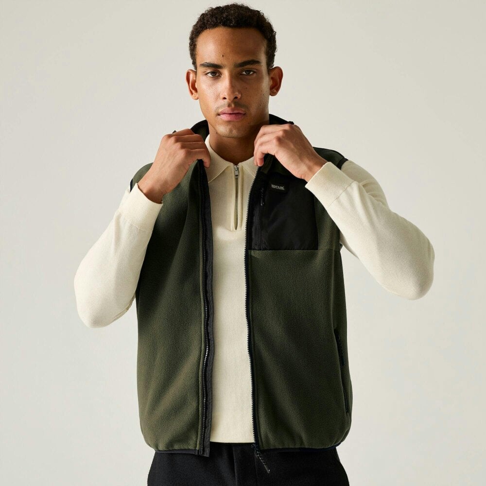 Regatta Professional Mens Frankie Fleece Gilet - Dark Khaki/Black - Dark Khaki/Black - 70% Polyester/30% Recycled Polyester