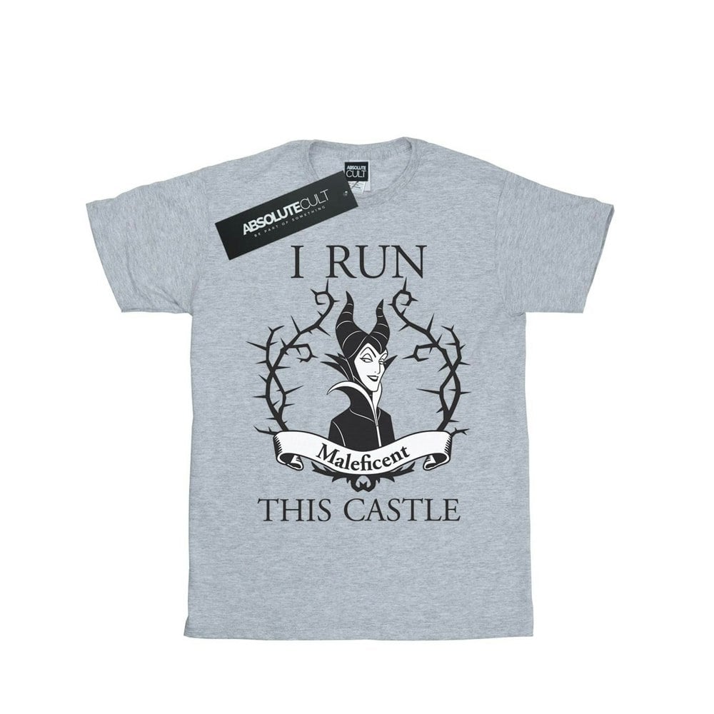 Disney Mens Maleficent I Run This Castle T-Shirt - Sports Grey