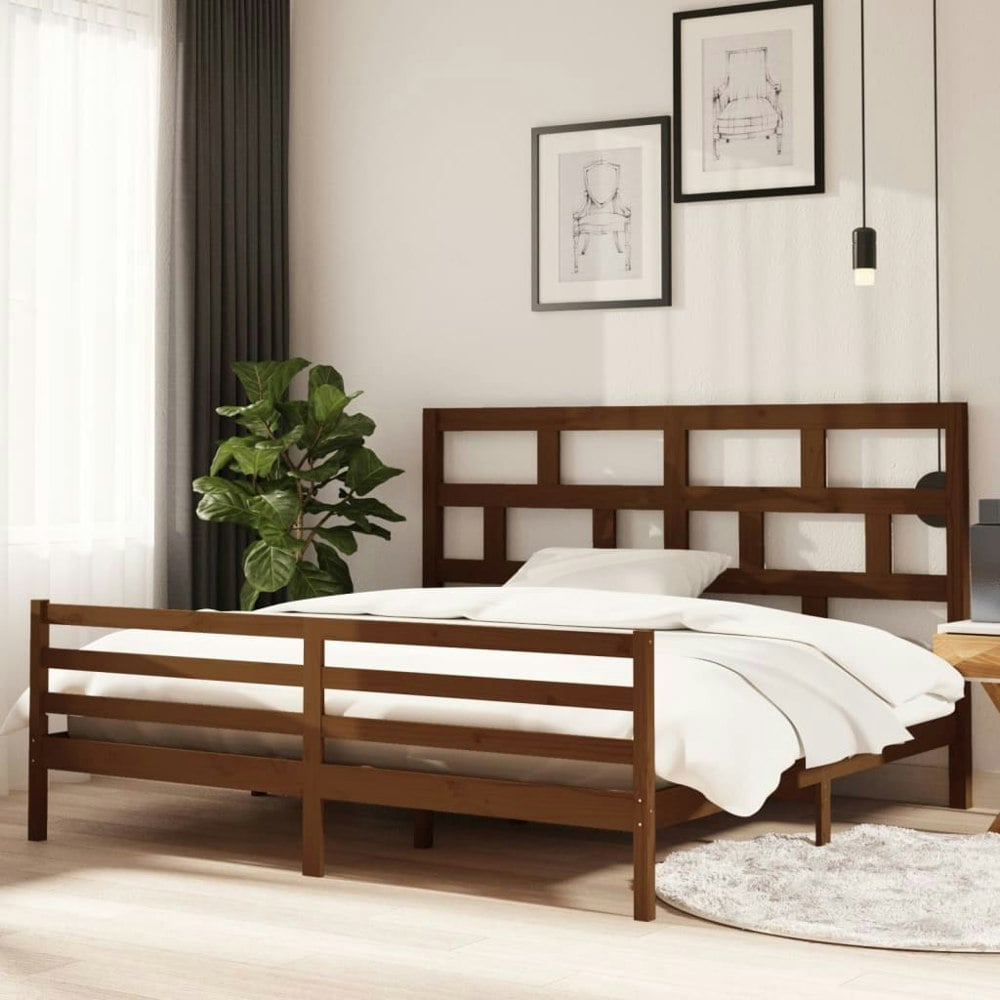 Berkfield Bed Frame Honey Brown Solid Wood Pine 200x200 cm