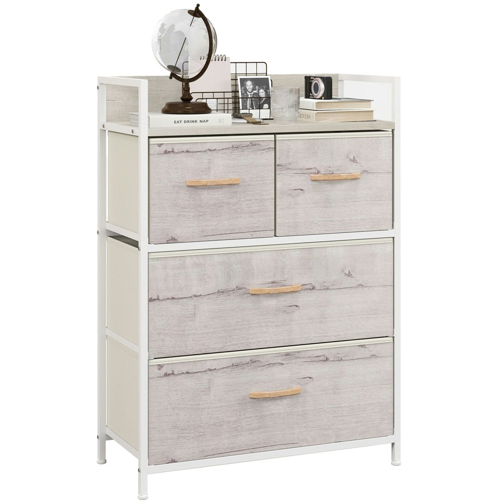 HOMCOM 4 Drawer Chest of Drawers for Bedroom, 60 x 40 x 85cm, White