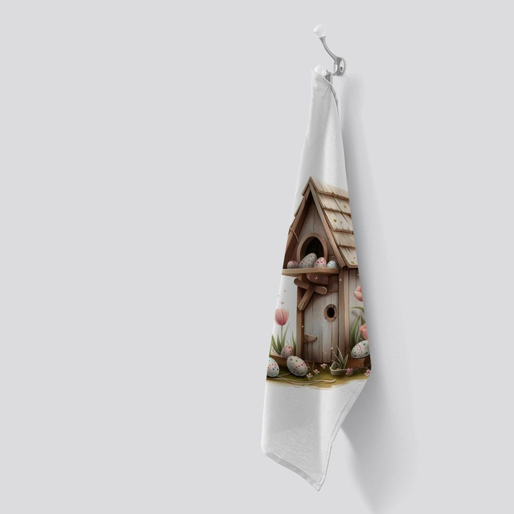 Warren Reed Sweet Easter Birdhouse Tea Towel