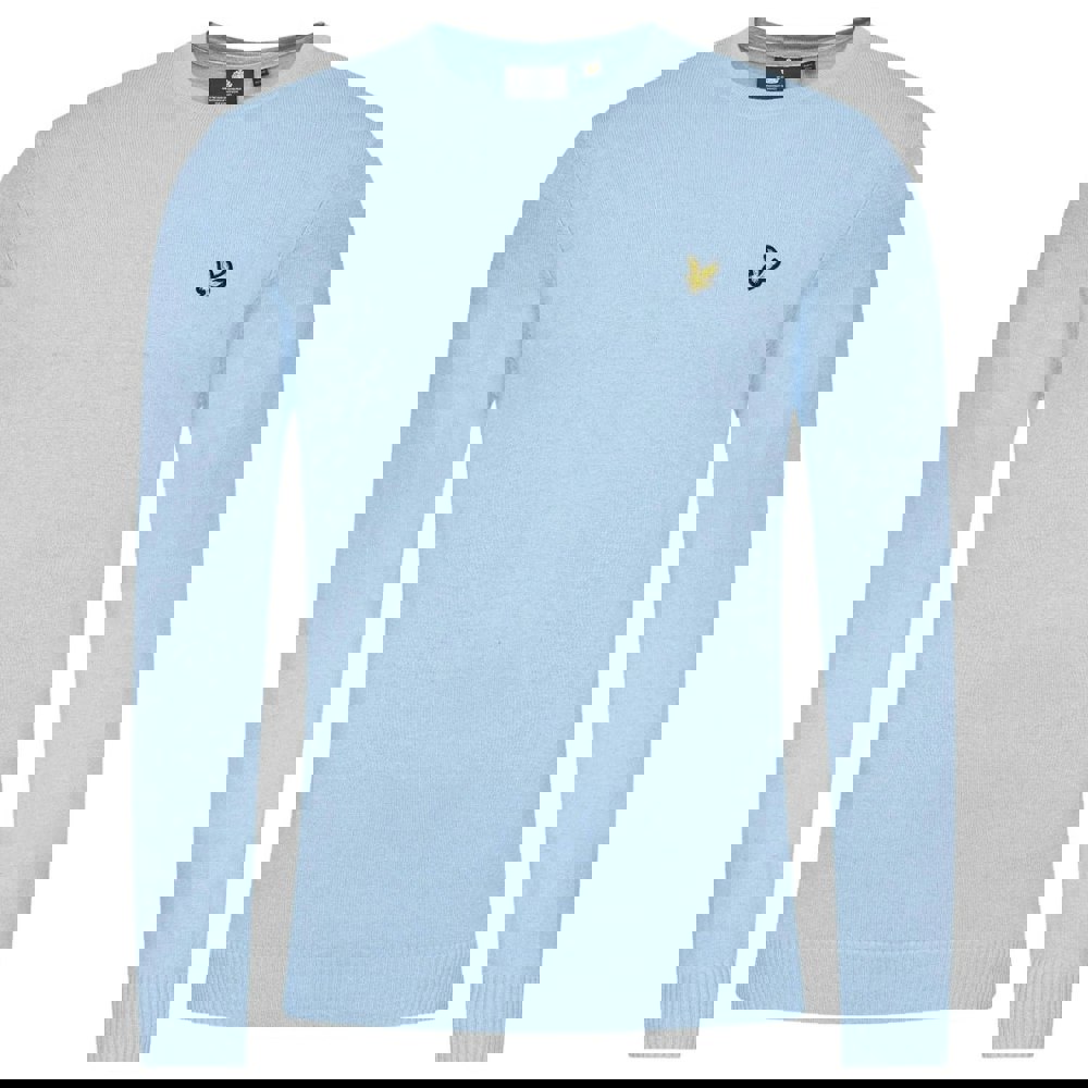 Lyle & Scott Cotton Merino Crew Neck Jumper Light Blue Sweater XS