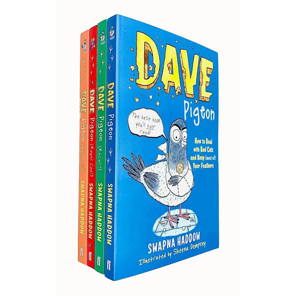 Dave Pigeon 4 Books Set by Swapna Haddow (Dave Pigeon, Nuggets, Racer, Royal Coo!)