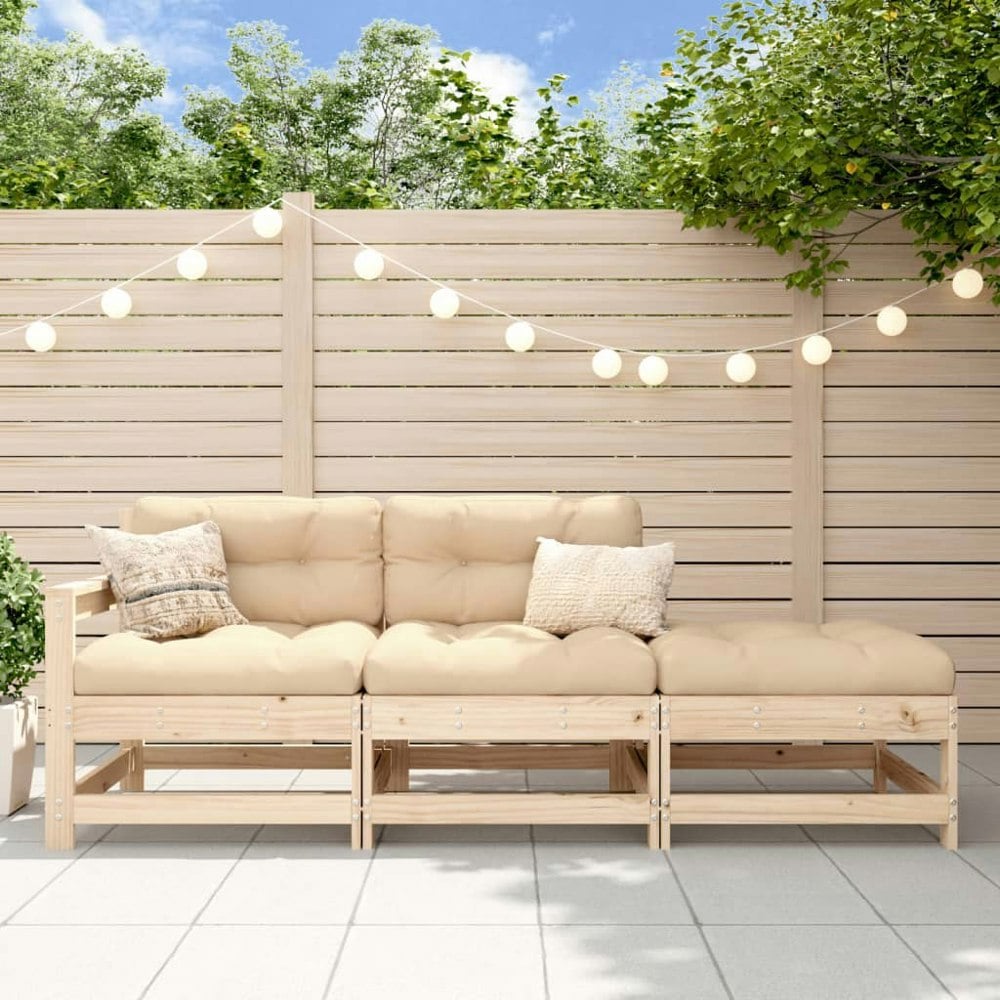 Berkfield 3 Piece Garden Lounge Set with Cushions Solid Wood