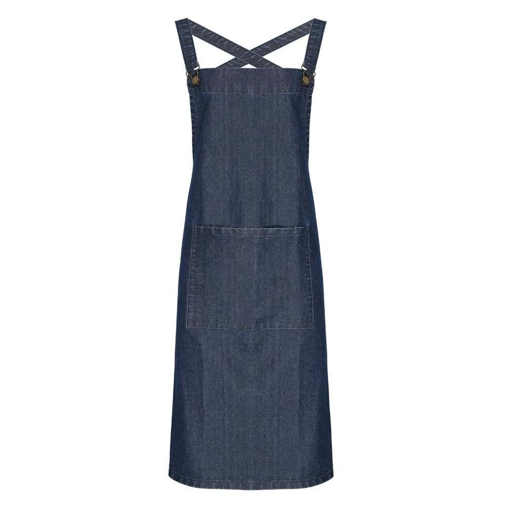 Premier Cross Back Barista Bib Apron - Indigo Denim - One Size - Indigo Denim