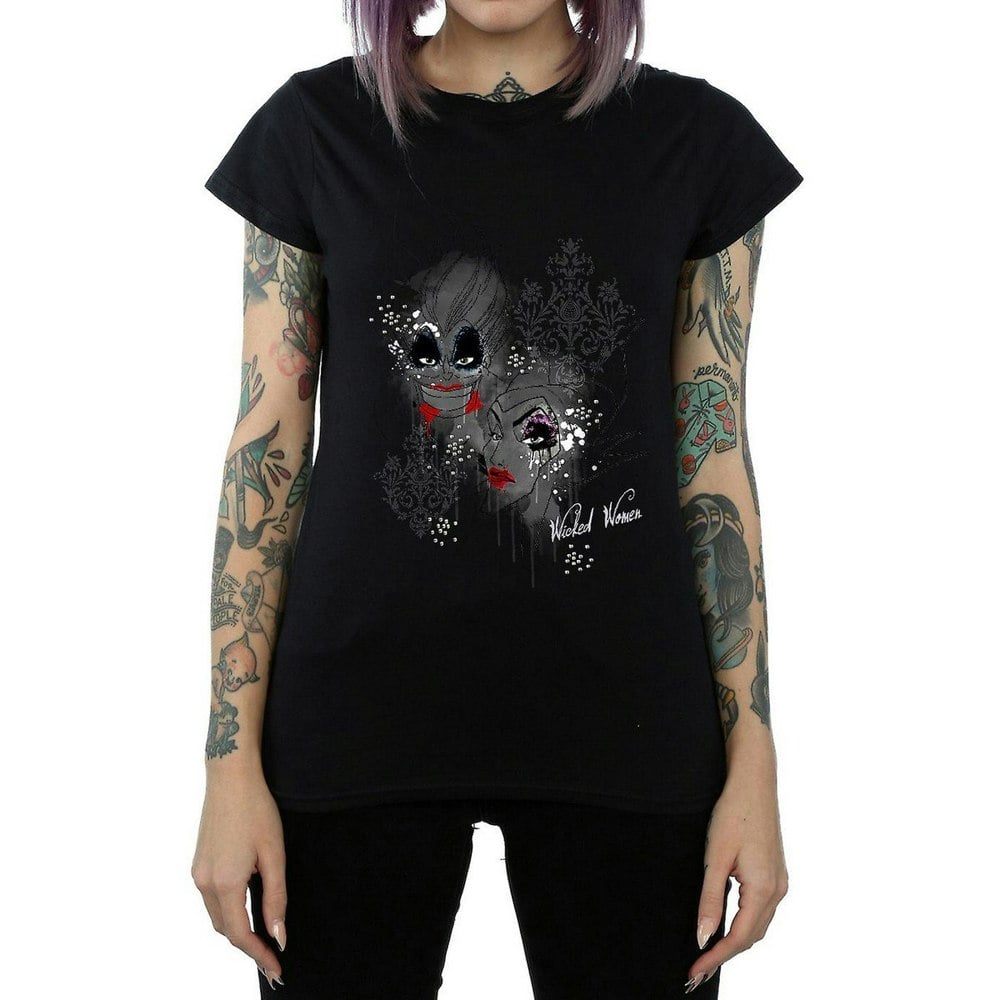 Disney Womens/Ladies Wicked Villains Cotton T-Shirt - Black