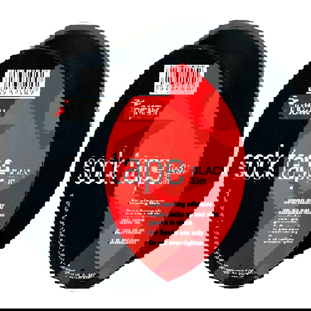 10 PACK - 19mm x 33m BLACK Sock Tape - Football Shin Guard Pads Holder Tape