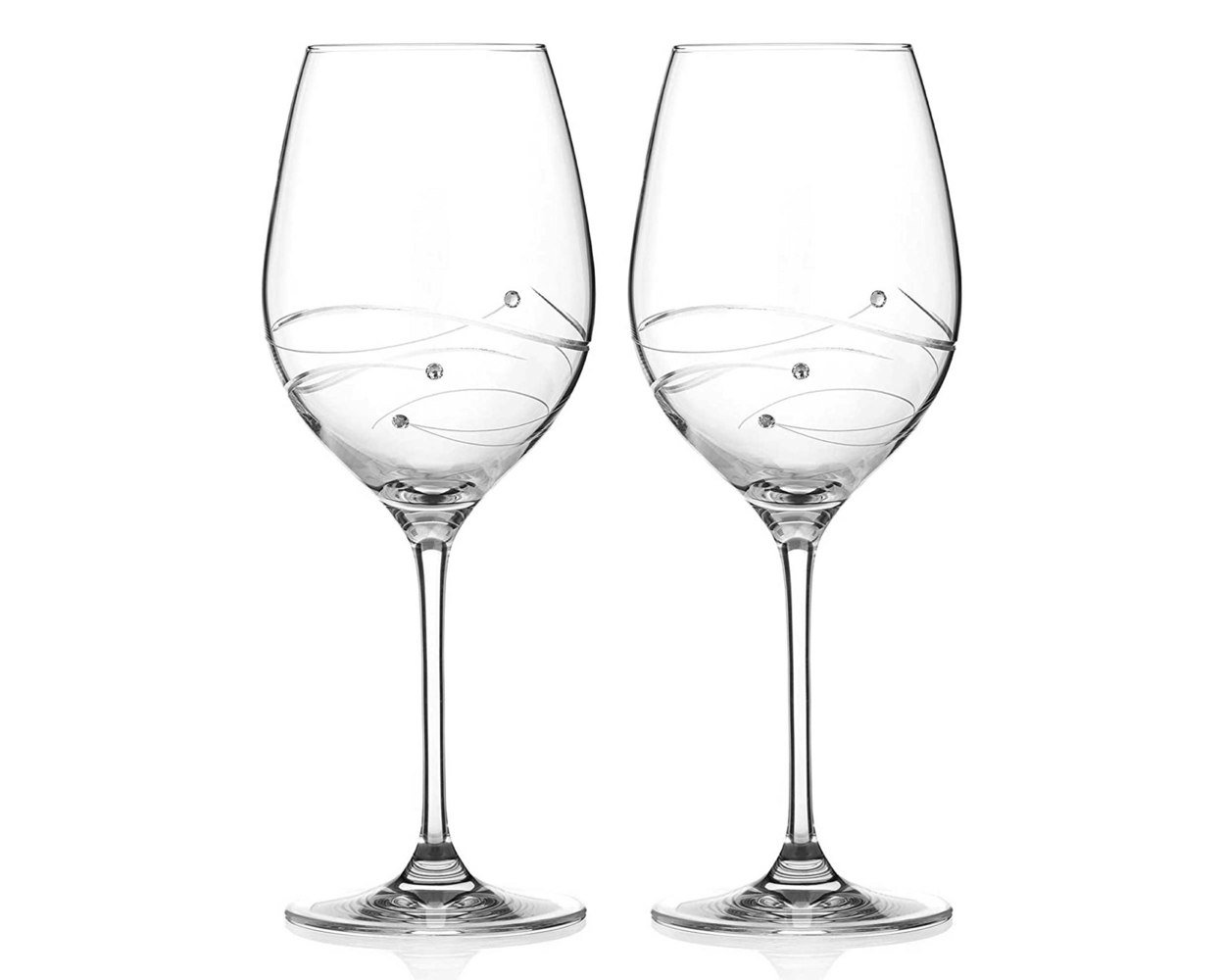 Diamante Spiral Red Wine Glasses Adorned with Swarovski® Crystals - Set of 2