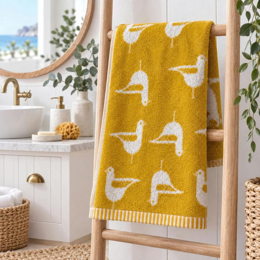 Dyzi Seagull Turkish Cotton Jacquard Bath Towel