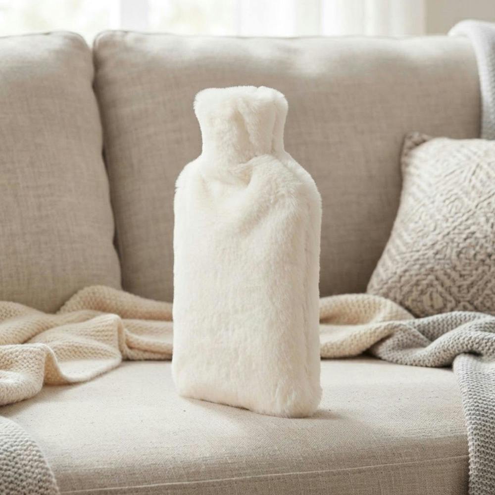 Garden Greatness White Faux Fur Muff Hot Water Bottle