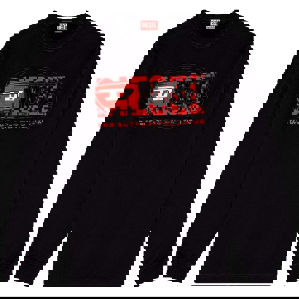 Diesel Double Division Logo Black Sweatshirt L
