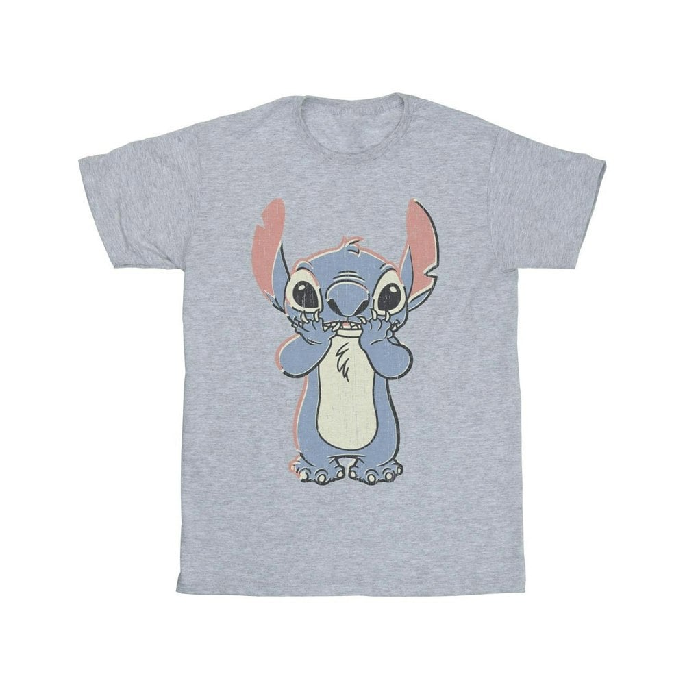 Disney Mens Lilo And Stitch Big Print T-Shirt - Sports Grey