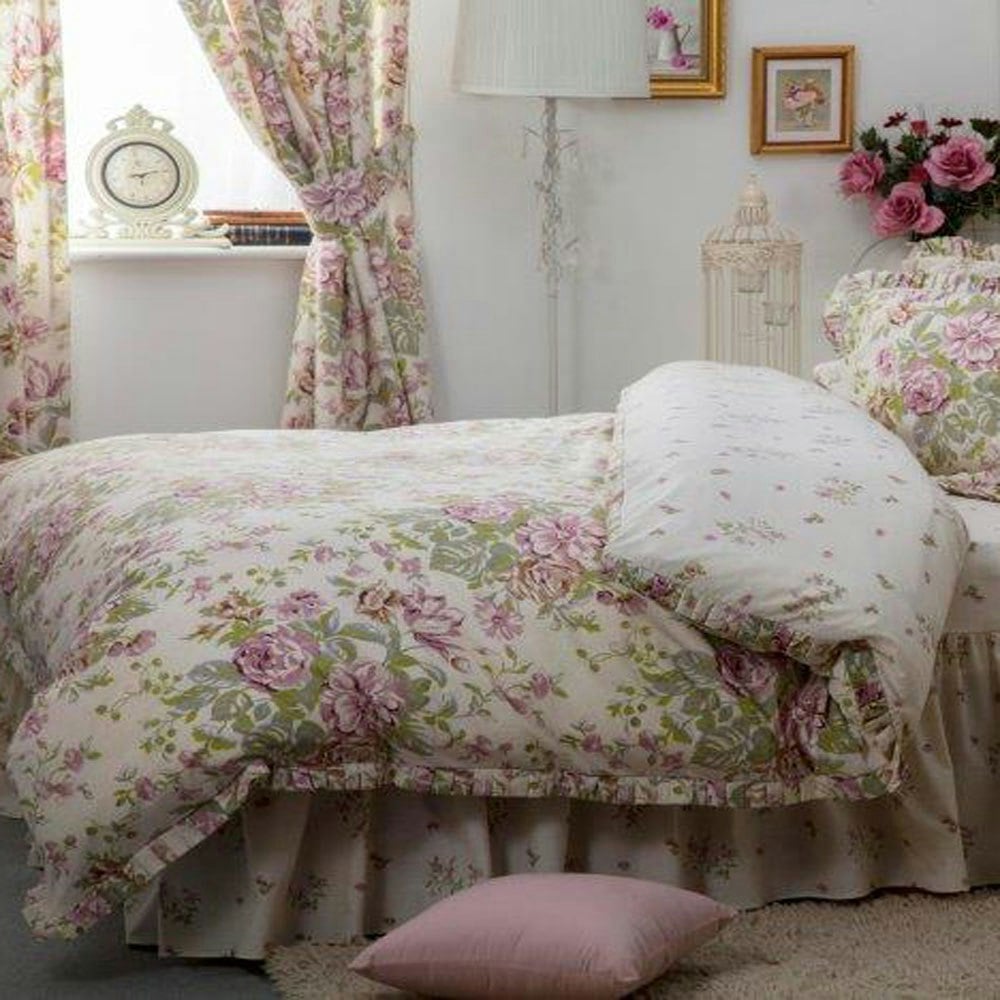 Belledorm Rose Boutique Duvet Cover - Ivory/Pink/Green