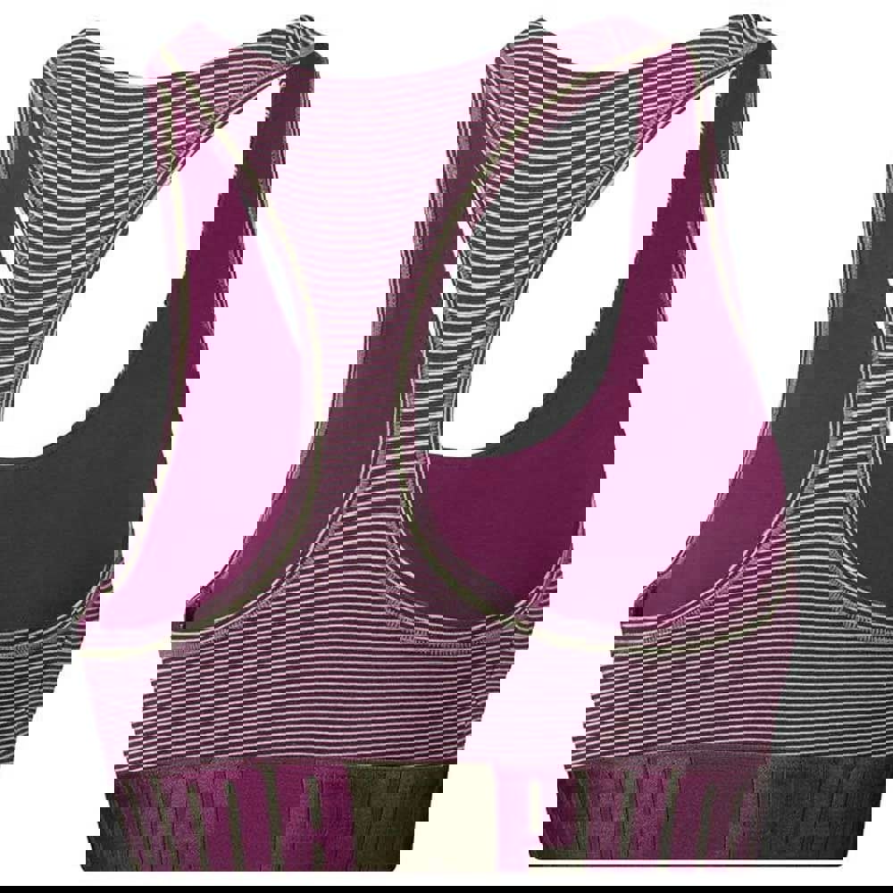 Puma Cotton Modal Stretch Mini Stripe Bralette, Dark Purple / Grey Melange