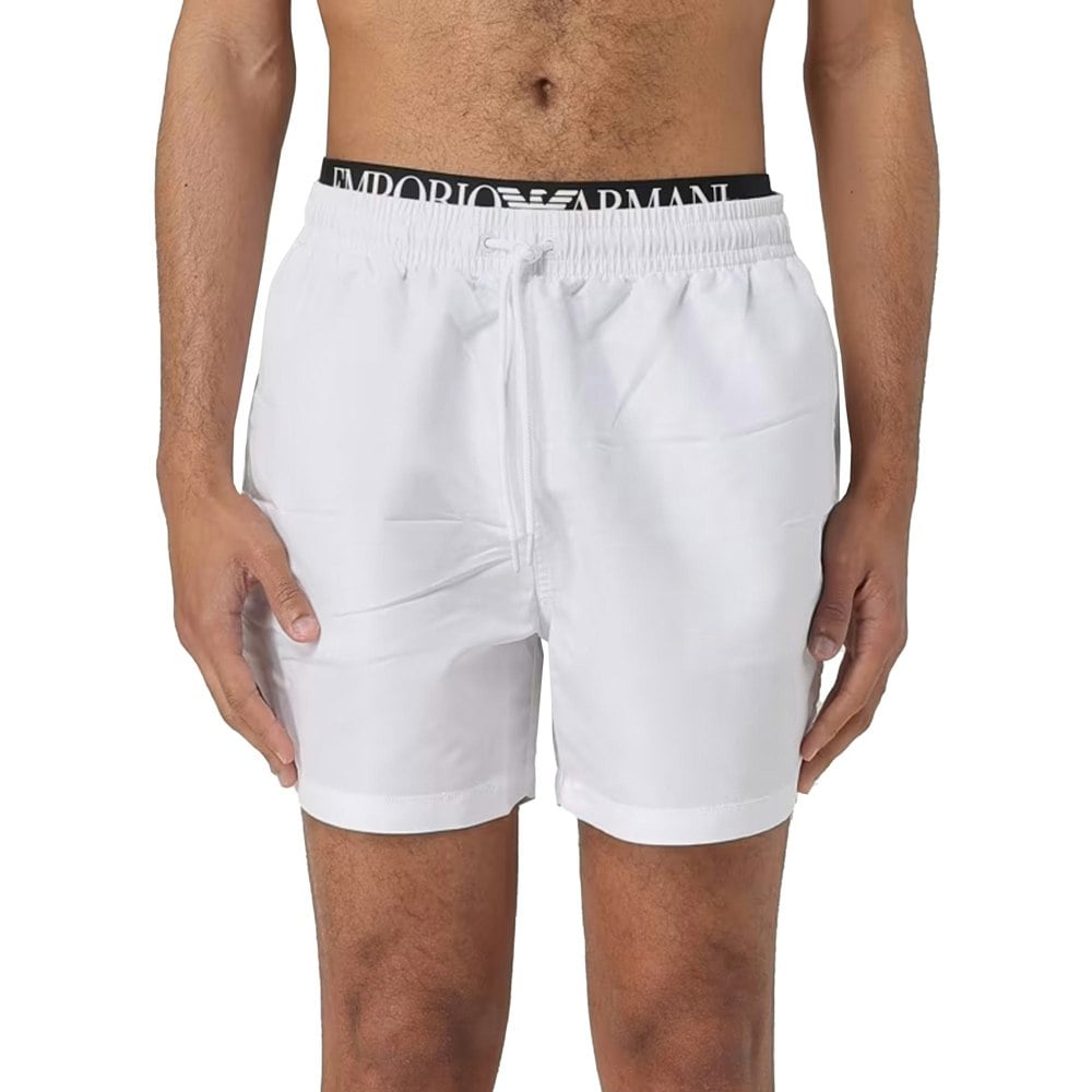 Emporio Armani Beach Double Waistband Swim Shorts White