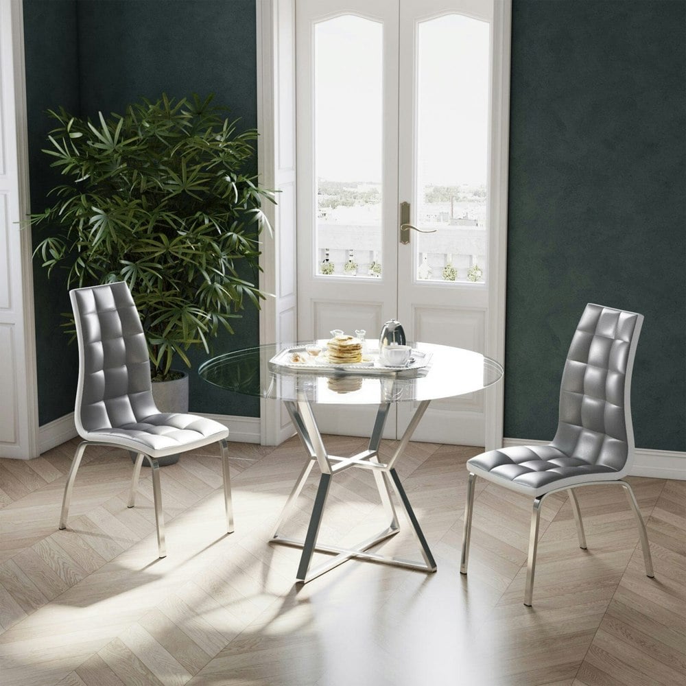 Grey Faux Leather Dining Chair with Metal Legs Dining Chairs Living and Home