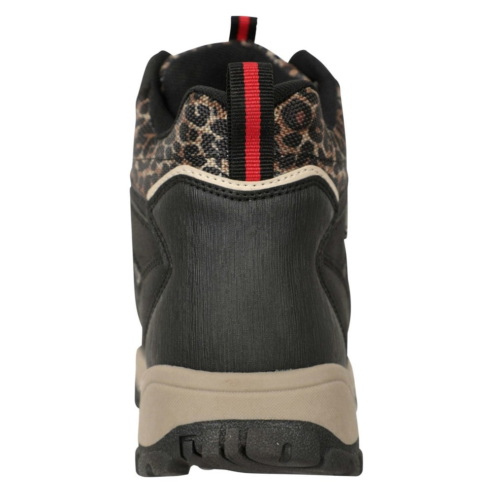 Mountain Warehouse Women's Adventurer Leopard Print Faux Suede Waterproof Walking Boots - Black