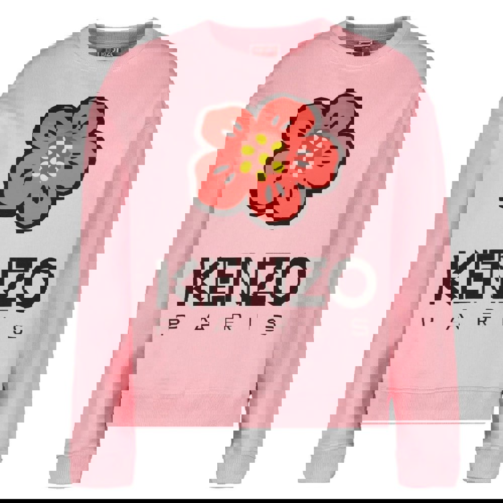 Kenzo Paris Flower Logo Rose Pink Sweatshirt XS