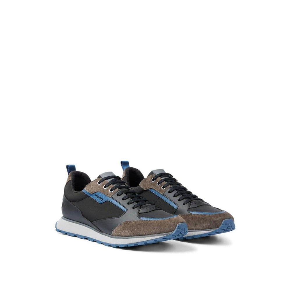 Hugo Mens Icelin Suede Panel Running Trainers - Black/White