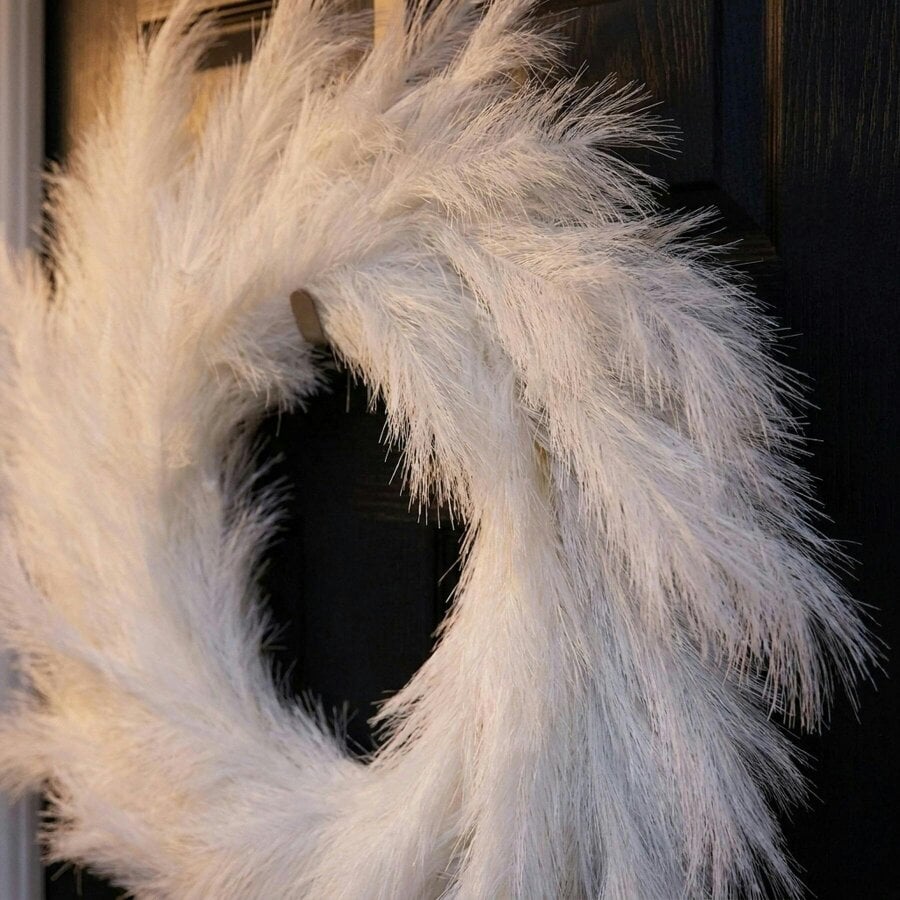 Garden Greatness White Christmas Faux Pampas Wreath Door Accent