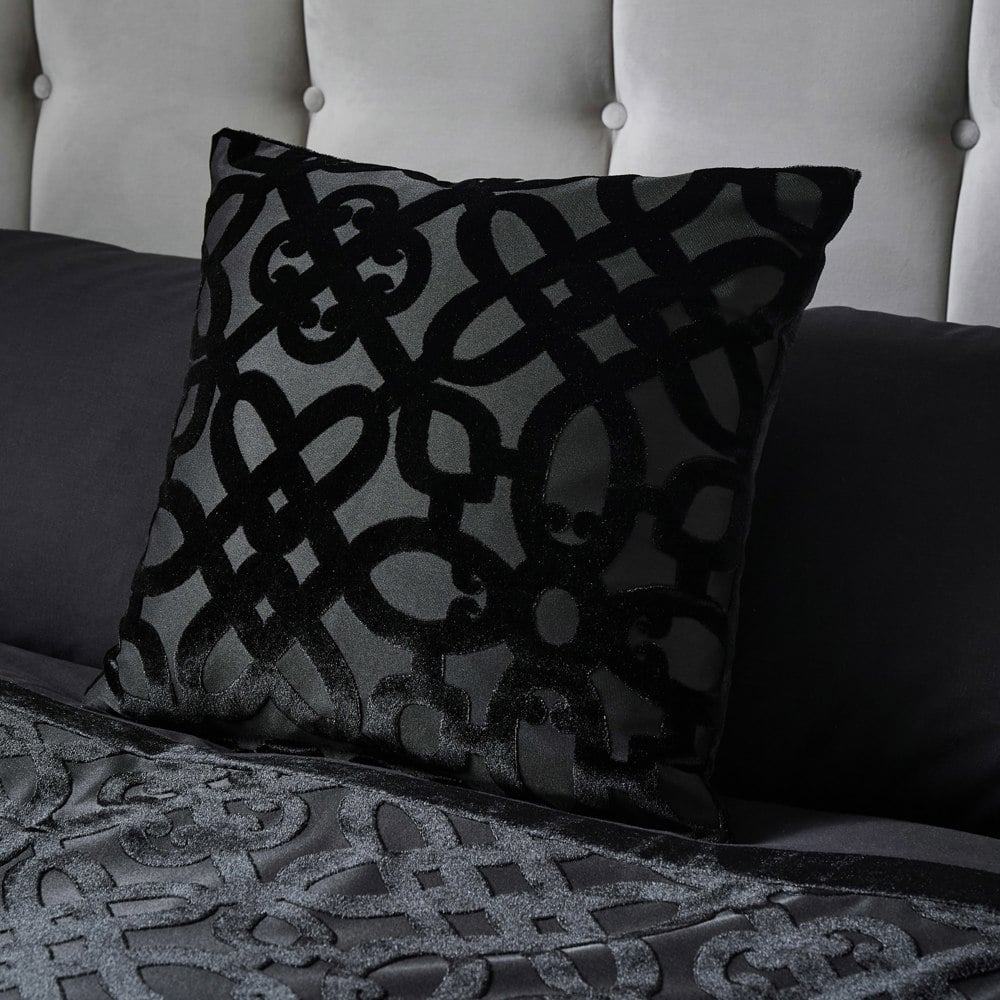 Catherine Lansfield Lattice Cut Velvet Cushion