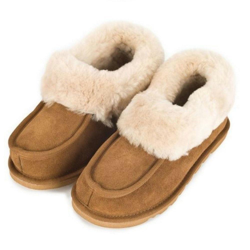 Eastern Counties Leather Women's Sheepskin Lined Slipper Boots - Chestnut