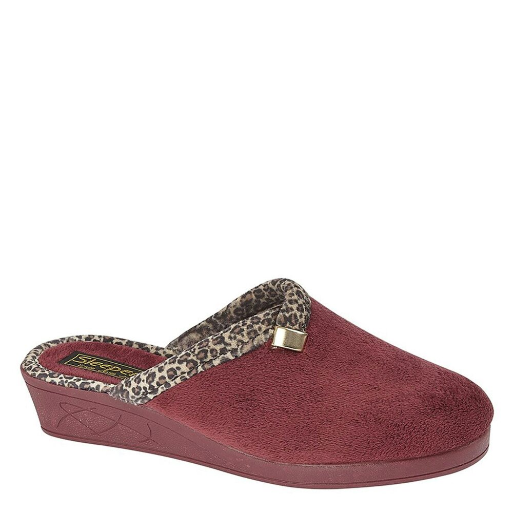 Sleepers Jackie Wedge Slip-On Mule Slippers - Burgundy
