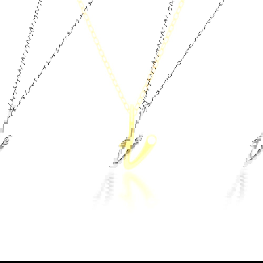 191P0793019 Alphabet Letter V Diamond pendant in 9ct Yellow Gold Front