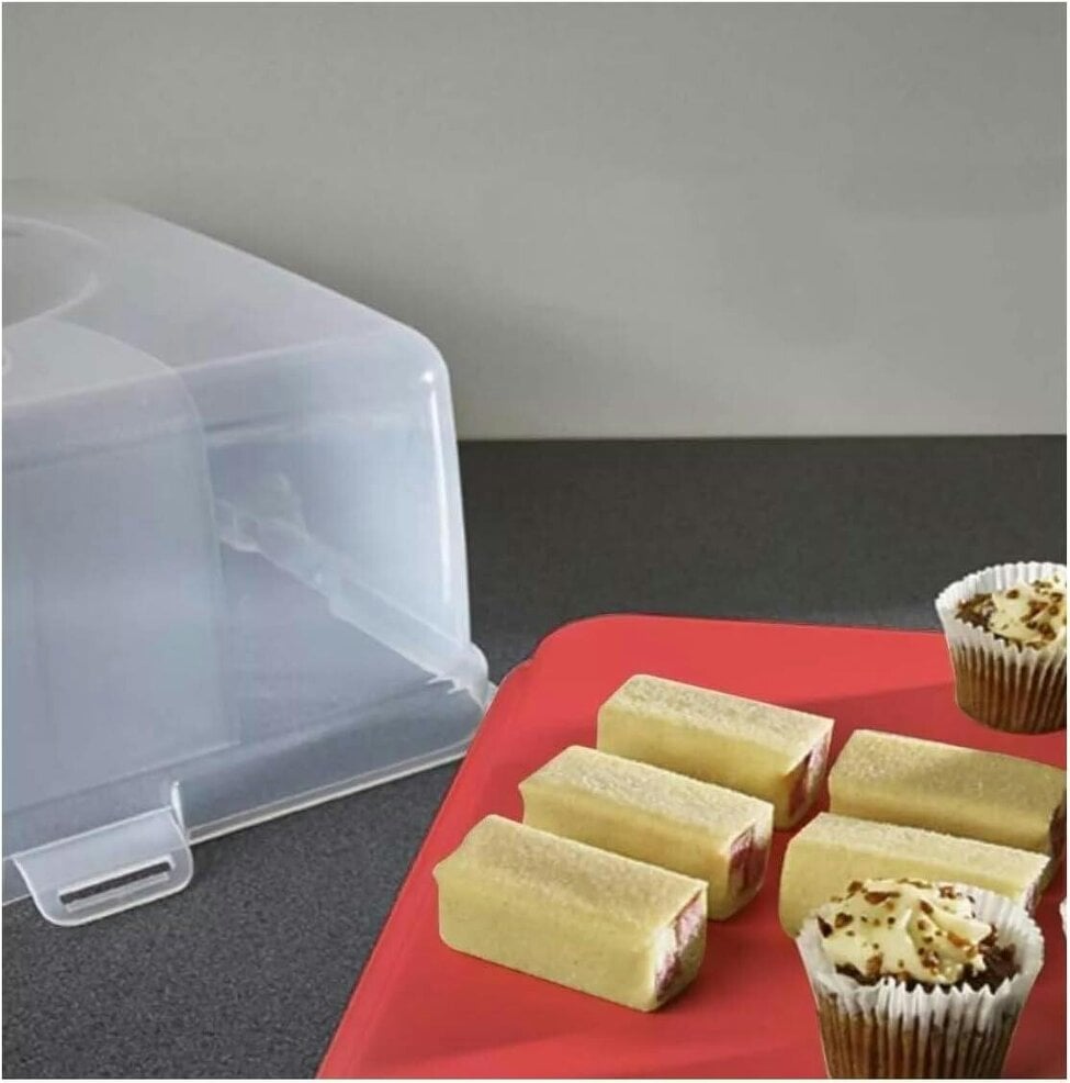 Brambles Home Portable Cake Carrier Box, Square Design with Clear Lid, Food Storage Container for Desserts, Cupcakes and Pastries