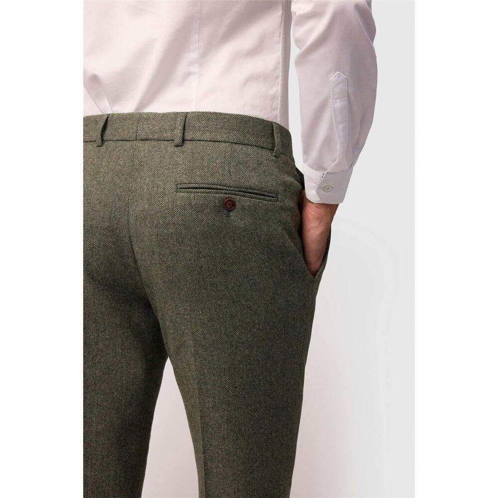 Antique Rogue Slim Fit Baxter Sage Herringbone Tweed Trouser