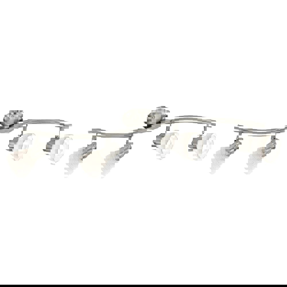 Flush 4 Spot Ceiling Light Satin Nickel Shade White Glass Bulb E14 4x40W Loops