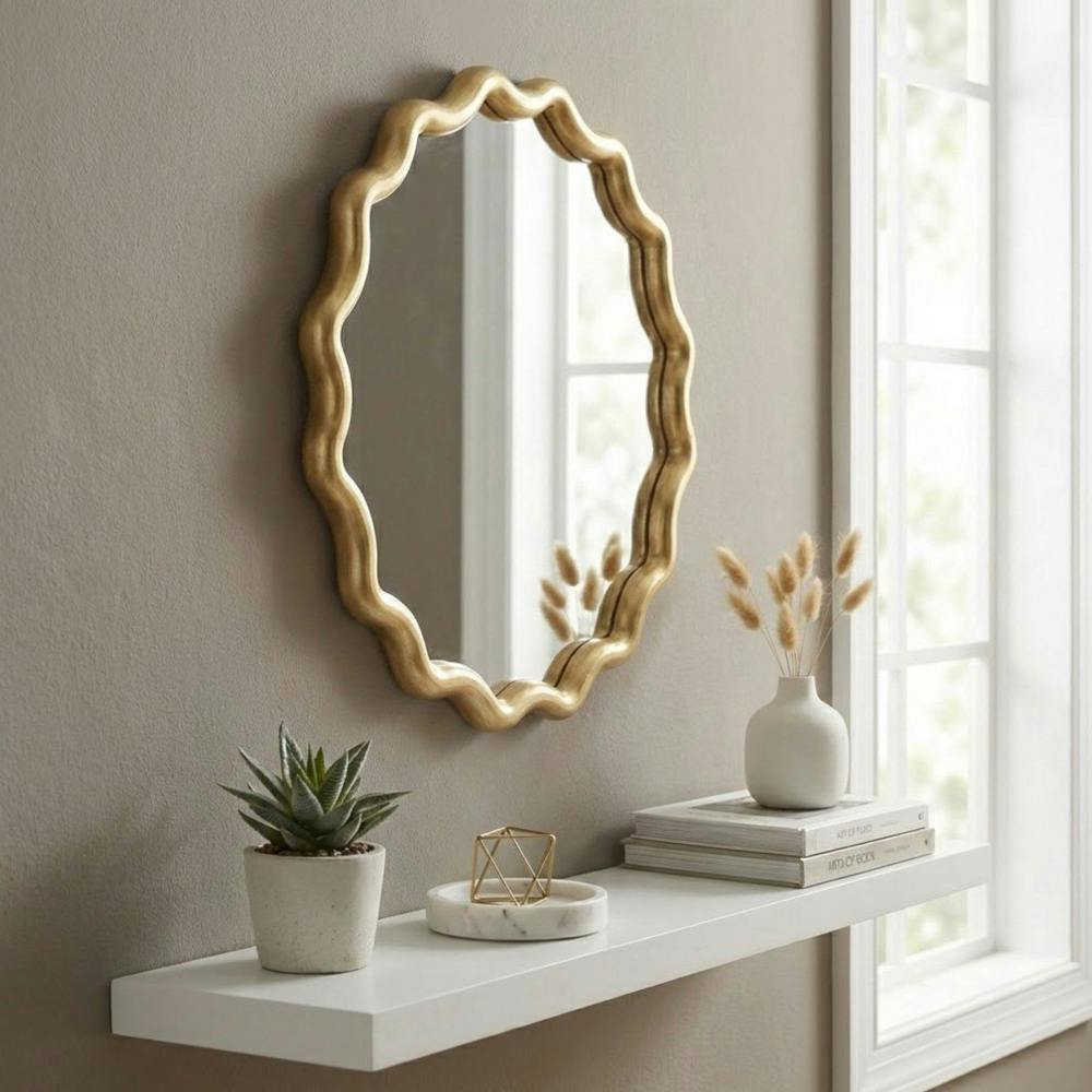 Garden Greatness Relica Gold Wave Framed Wall Mirror